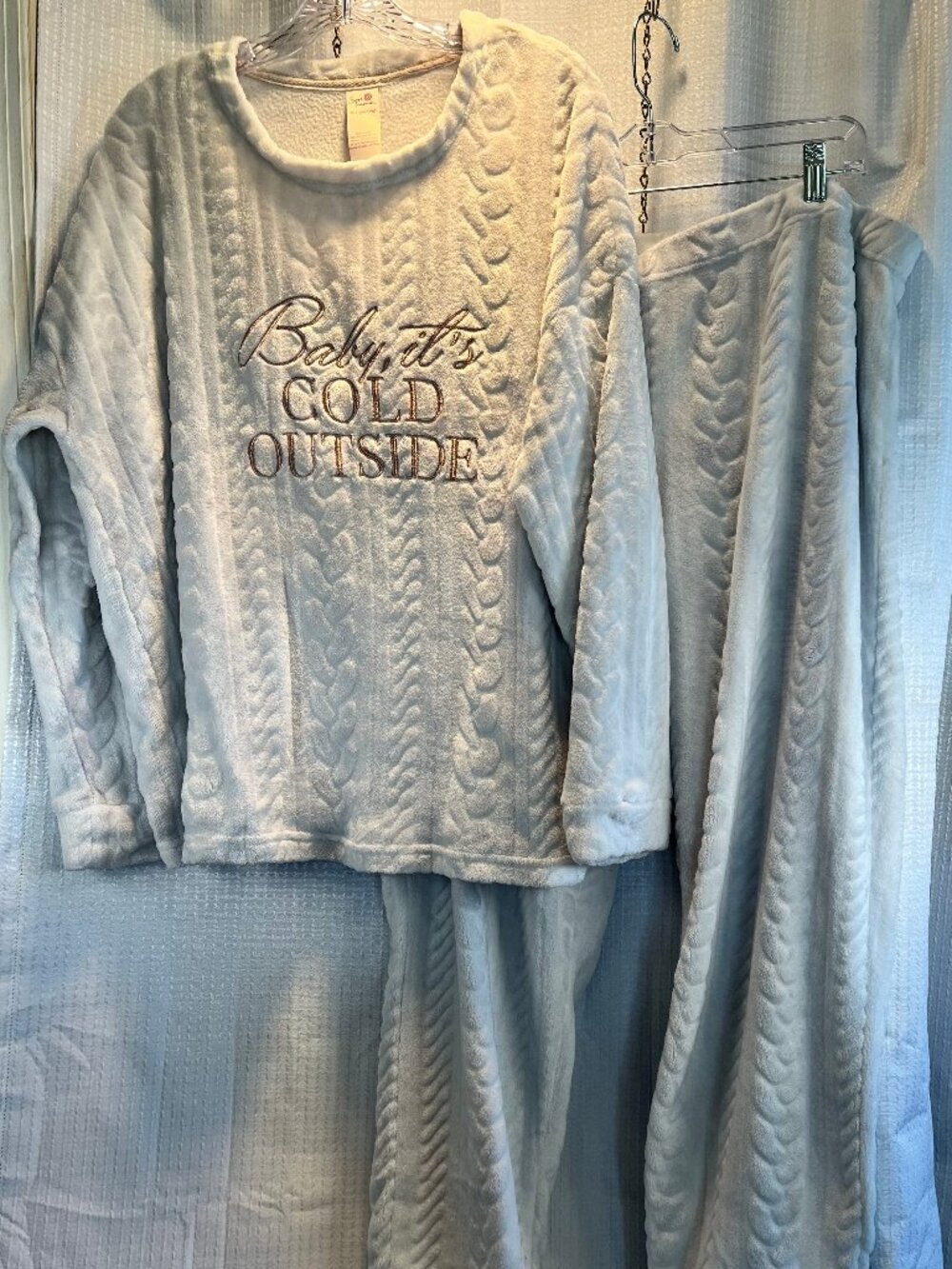 Secret Treasures Fleece Pajama Set Winter White / Ice Plus Size 2X